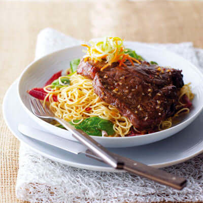 Sticky Steaks with Noodles