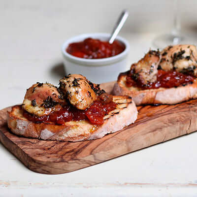 Open Chicken and Chilli Jam Sandwich