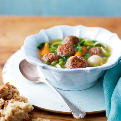 Spring Lamb Meatball Broth with Vegetables