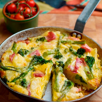 Tenderstem Potato Ham and Cheddar Frittata