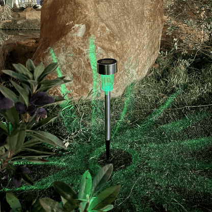 Vinsani 10 X Colour Change Stainless Steel Solar Powered Stick Post LED Lights Rechargeable Outdoor Garden Border Patio Path Driveway Entrance Marking Water Resistant Lamps