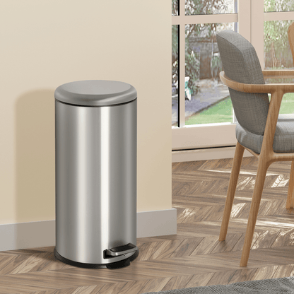 Stainless Steel 30L Pedal Bin, 29.2 cm-Black/Silver