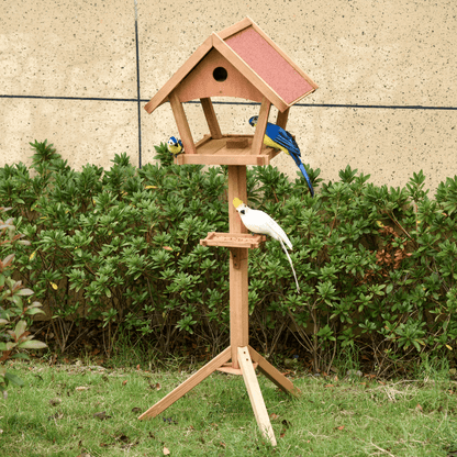Wooden Bird Feeder Stand for the garden made from weather-resistant fir wood