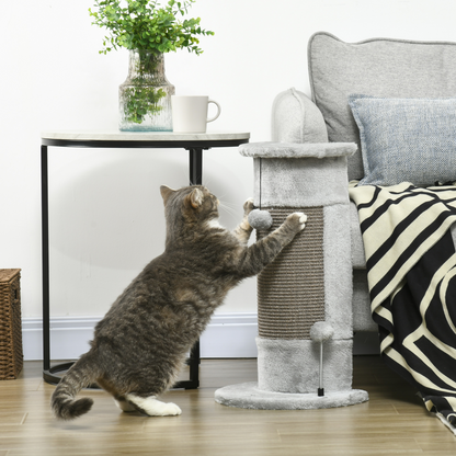 Corner 58cm Cat Scratching Post with Covered Plush, Sisal Rope & Toy Balls