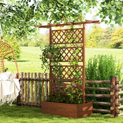 Outsunny Wooden Trellis Planter, Raised Garden Bed for Climbing Plants