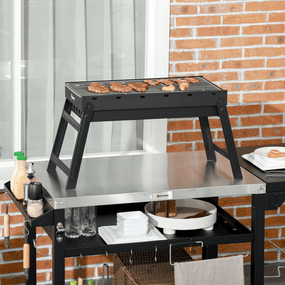 Outsunny Portable Charcoal Grill with Pull-Out Charcoal Basin