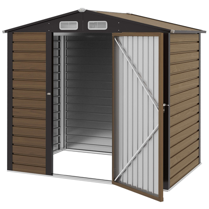 Outsunny 6.2 x 4.3ft Garden Metal Shed with Vent for Garden, Patio, Oak