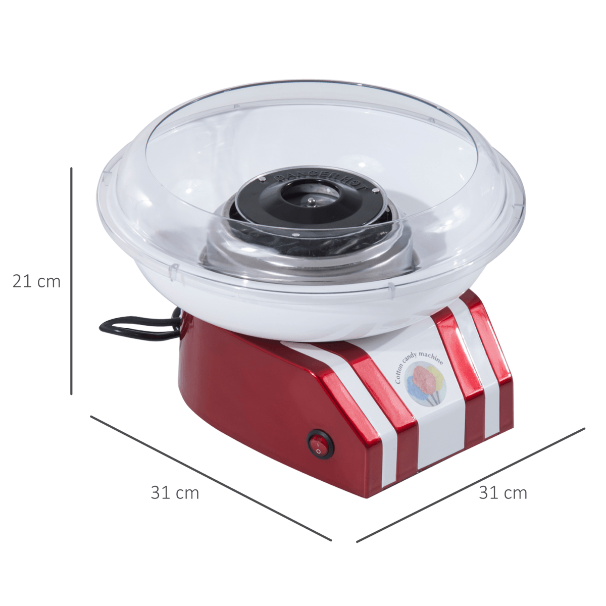 Candy Floss Machine, 450W-Red/White