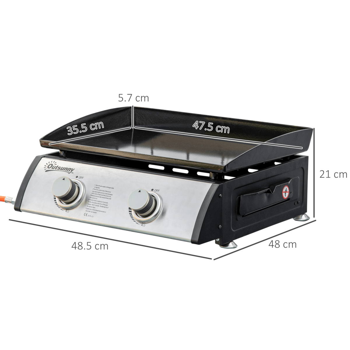 Outsunny Portable Gas BBQ Grill with 2 Stainless Steel Burner, 6kW