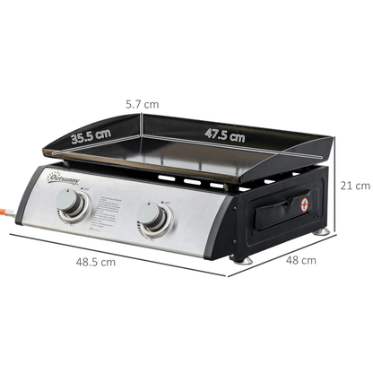Outsunny Portable Gas BBQ Grill with 2 Stainless Steel Burner, 6kW