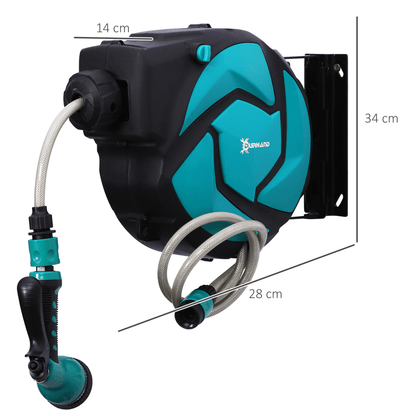 10M Water Hose Reel Compact Garden Auto Retract Spray