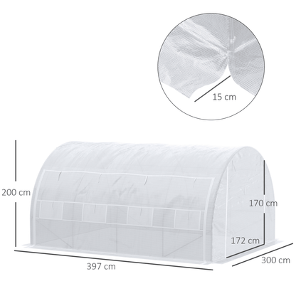 4 x 3 x 2 m Polytunnel Greenhouse With Steel Frame White UV and water-resistant PE mesh cover greenhouse