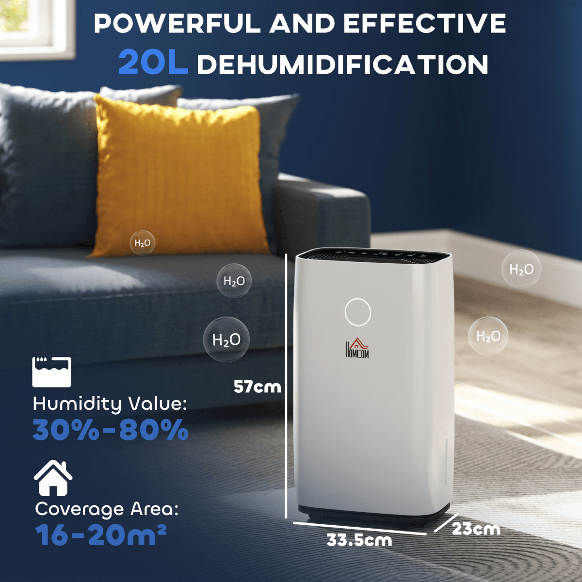 20L/Day 4000ML Portable Quiet Dehumidifier For The Home with 38dB sleep mode