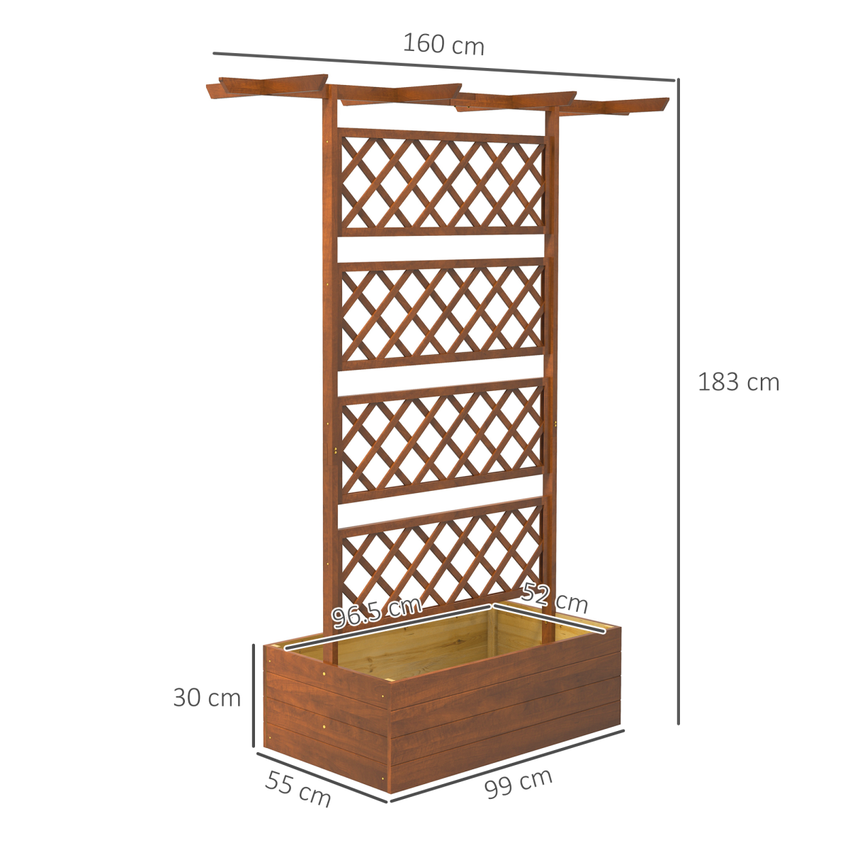 Outsunny Wooden Trellis Planter, Raised Garden Bed for Climbing Plants