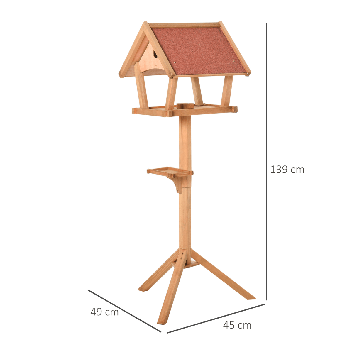 Wooden Bird Feeder Stand for the garden with stable tripod base construction