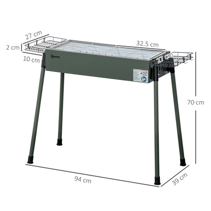 Portable Charcoal Barbecue Grill with Seasoning Baskets and Hooks