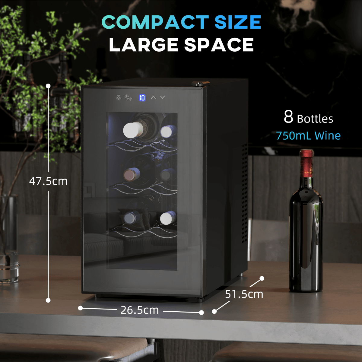 HOMCOM Freestanding Wine Cooler Fridge holds 8 Bottle, 21 Litre Capacity