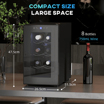 HOMCOM Freestanding Wine Cooler Fridge holds 8 Bottle, 21 Litre Capacity