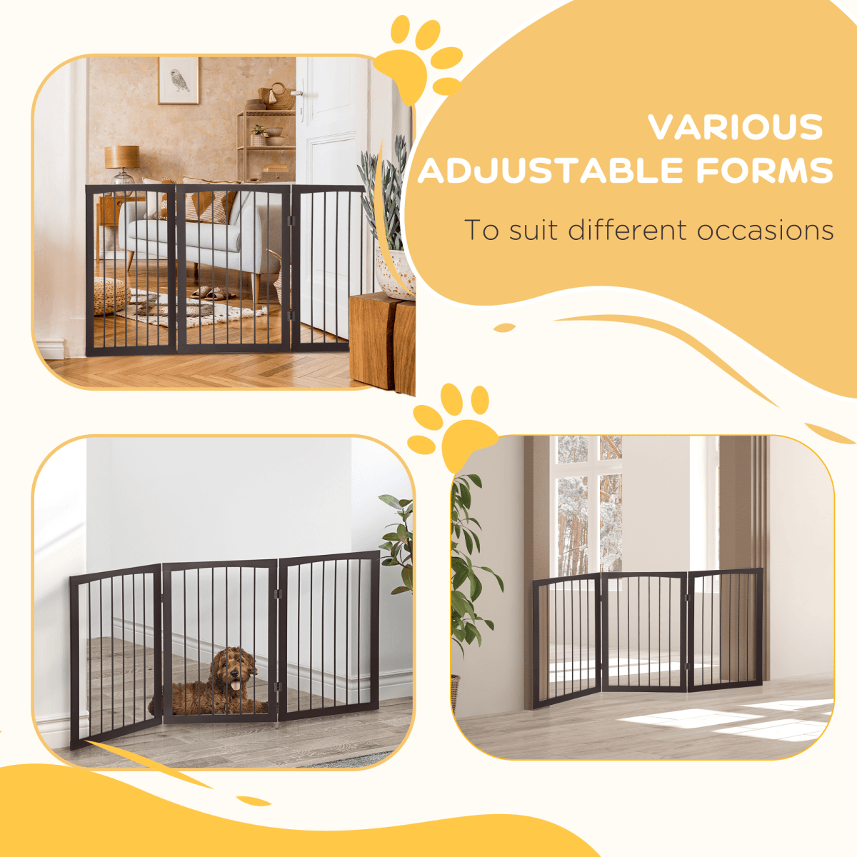 Folding Pet Gate Dog Fence Child Safety Indoor Durable Free Standing Metal