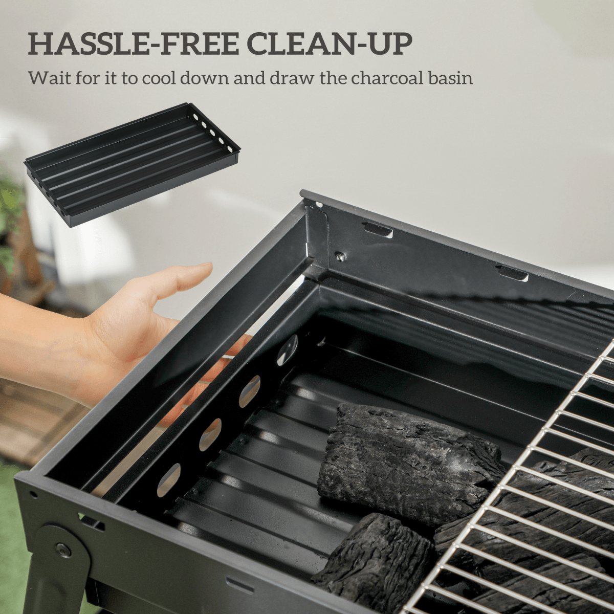 Outsunny Portable Charcoal Grill with Pull-Out Charcoal Basin