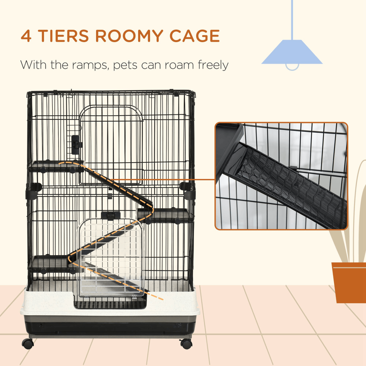 3 Tier Small Animal Cage Pet Play House for Rabbits Ferret Chinchilla With Ramp