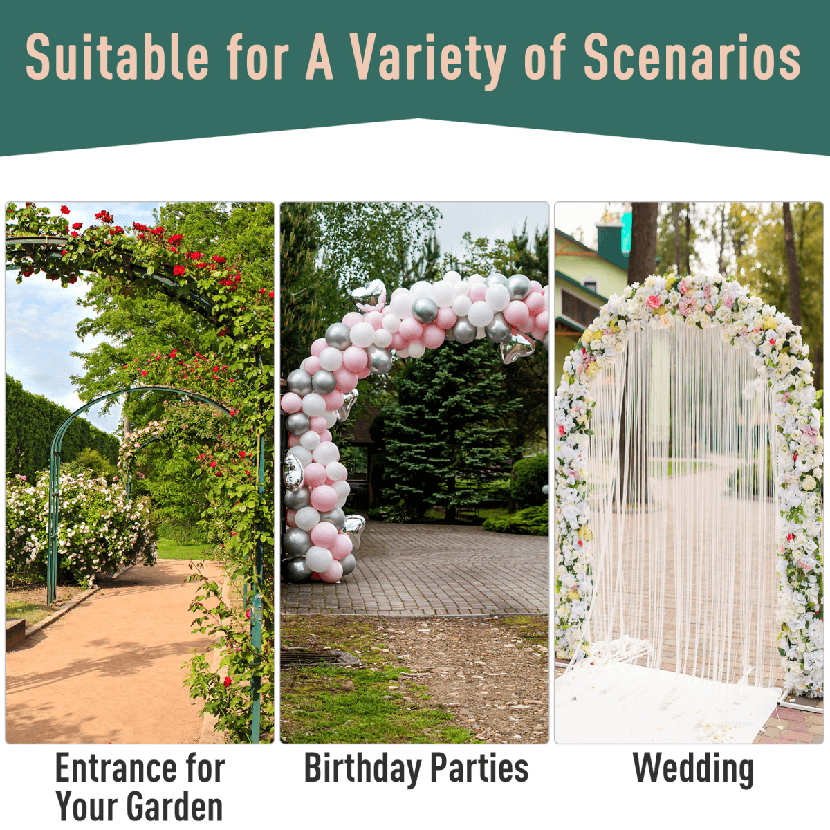 Outsunny Garden Entrance Arch Outdoor Patio Rose Trellis for Climbing Plants