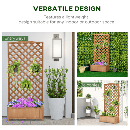 Garden Wooden Planter Box with Trellis 76x36x170cm