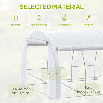 4 x 3 x 2 m Polytunnel Greenhouse With Steel Frame White heavy-duty galvanised steel frame structure