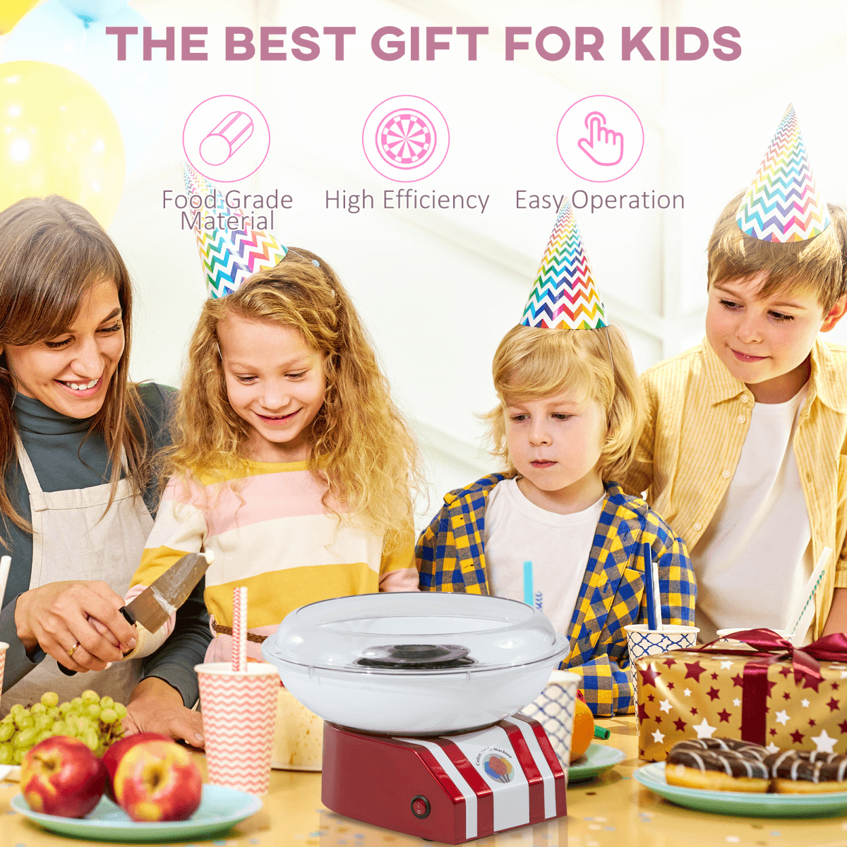 Candy Floss Machine, 450W-Red/White