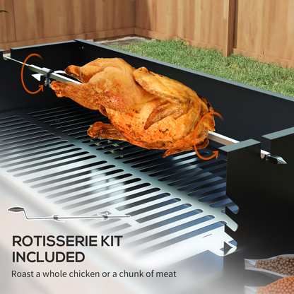 Outsunny Charcoal Spit Roasting Machine with 3-Tier Grill Grate & Foldable Shelves