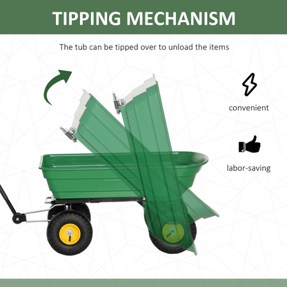 Heavy Duty 75L 4 Wheel Garden Cart - Green