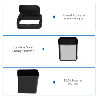Large 20L Stainless Steel Kitchen Bin With Auto Sensor