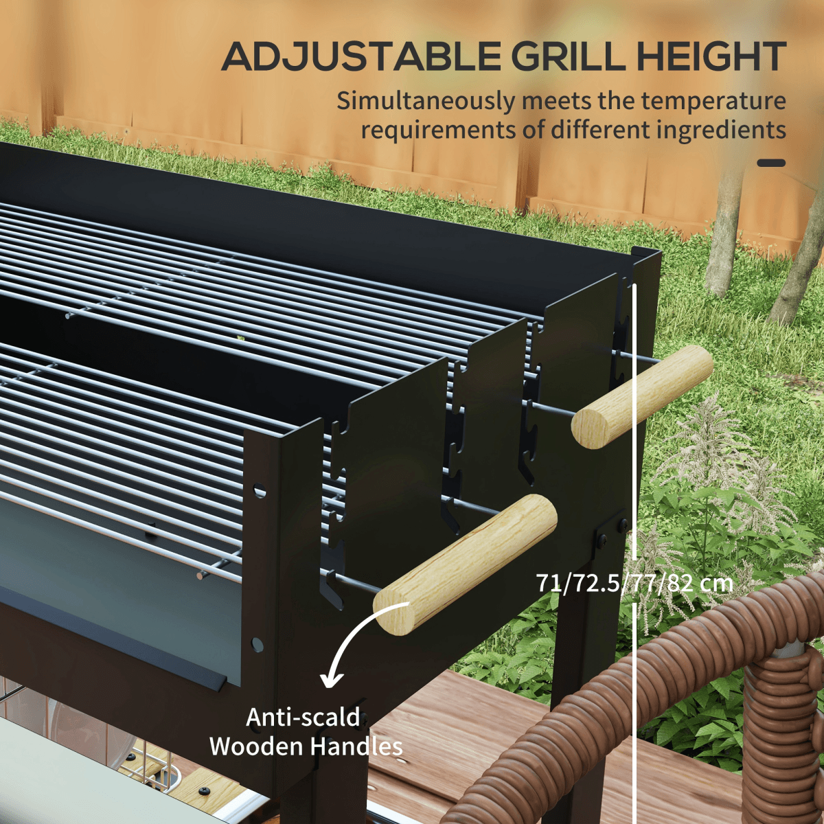 Outsunny Charcoal BBQ Grill with Side Table, Storage Shelf and Wheels