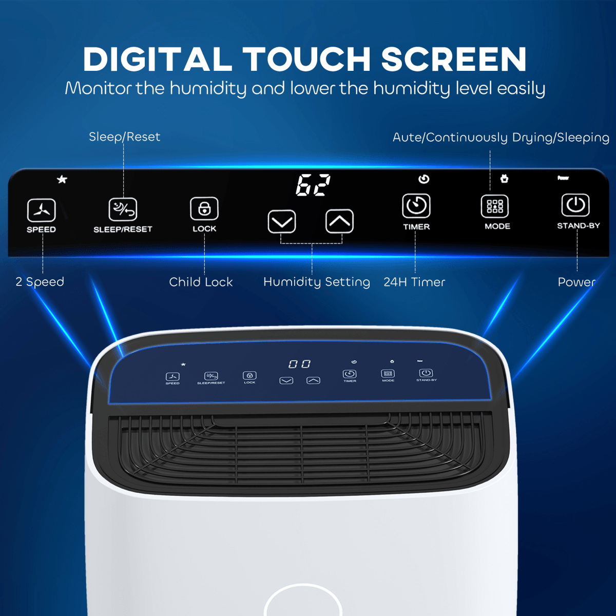 20L/Day 4000ML Portable Quiet Dehumidifier For The Home with dual speed settings
