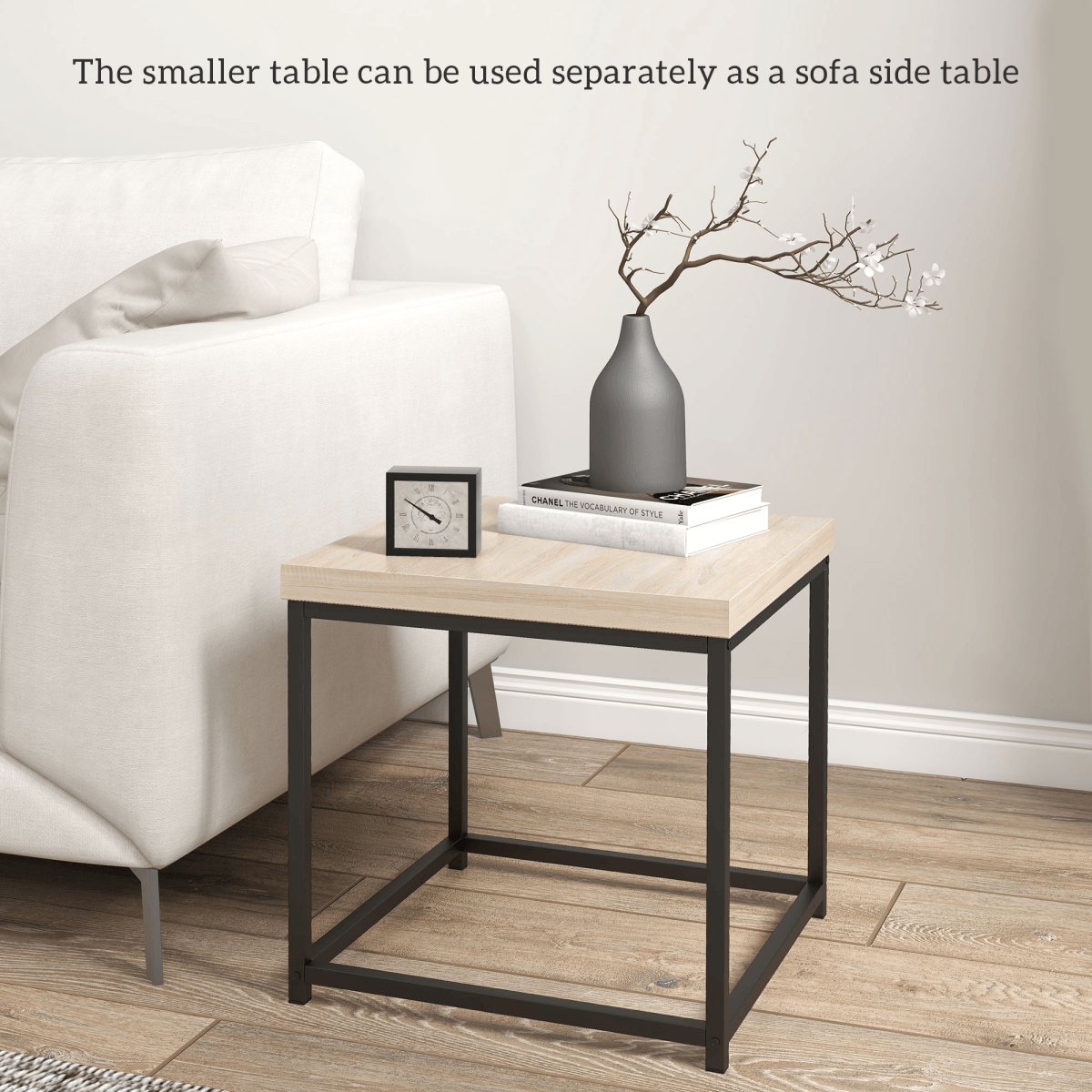 HOMCOM Coffee Table Set of 2, Nest of Tables with 3.5cm Thick Tabletop