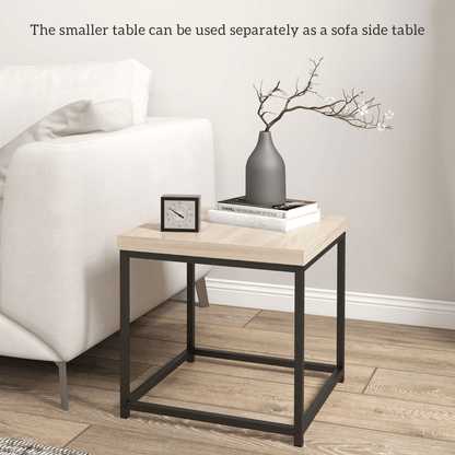 HOMCOM Coffee Table Set of 2, Nest of Tables with 3.5cm Thick Tabletop