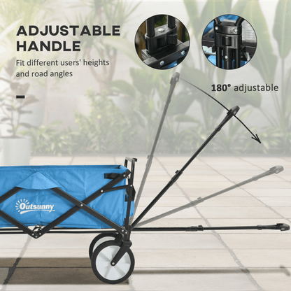 Pull Along Cart Folding Cargo Wagon Trailer Trolley For Beach Garden with Handle