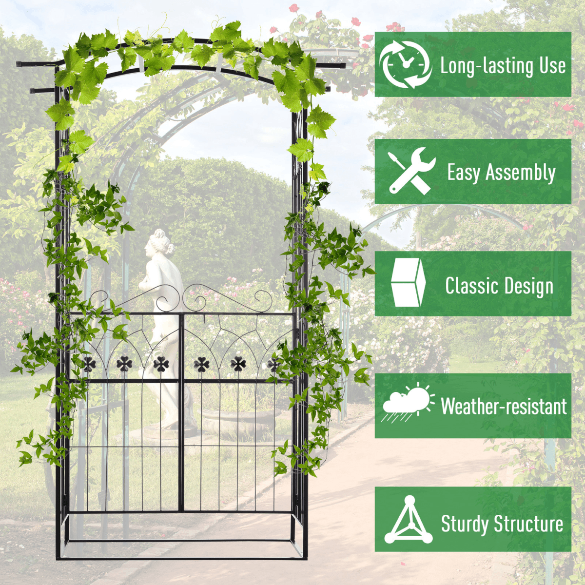 Outsunny Garden Entrance Arch Outdoor Patio Rose Trellis for Climbing Plants