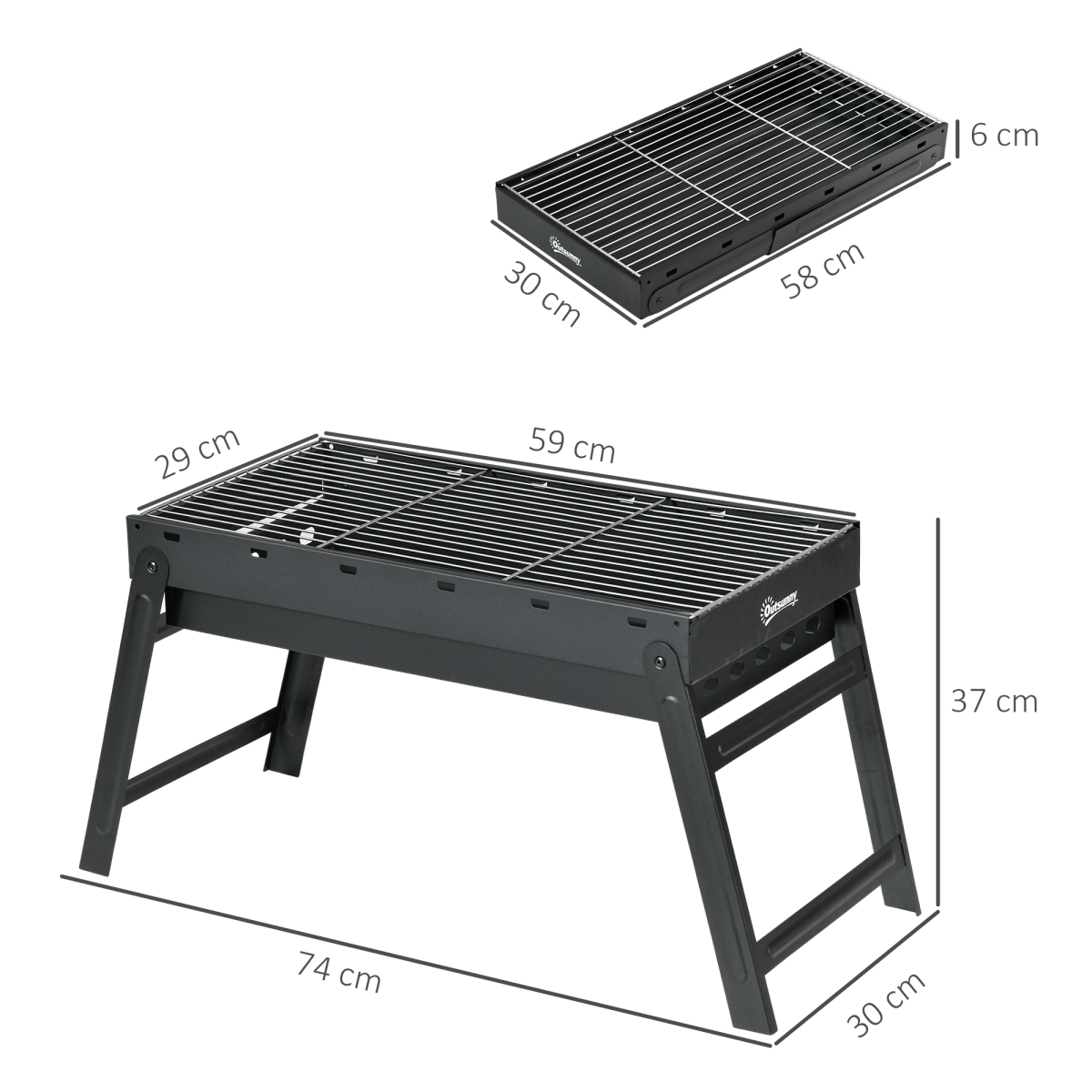 Outsunny Portable Charcoal Grill with Pull-Out Charcoal Basin
