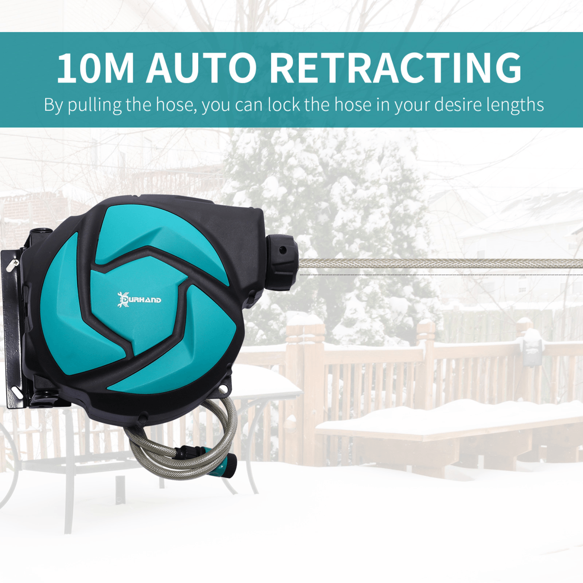 10M Water Hose Reel Compact Garden Auto Retract Spray