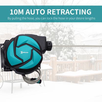 10M Water Hose Reel Compact Garden Auto Retract Spray