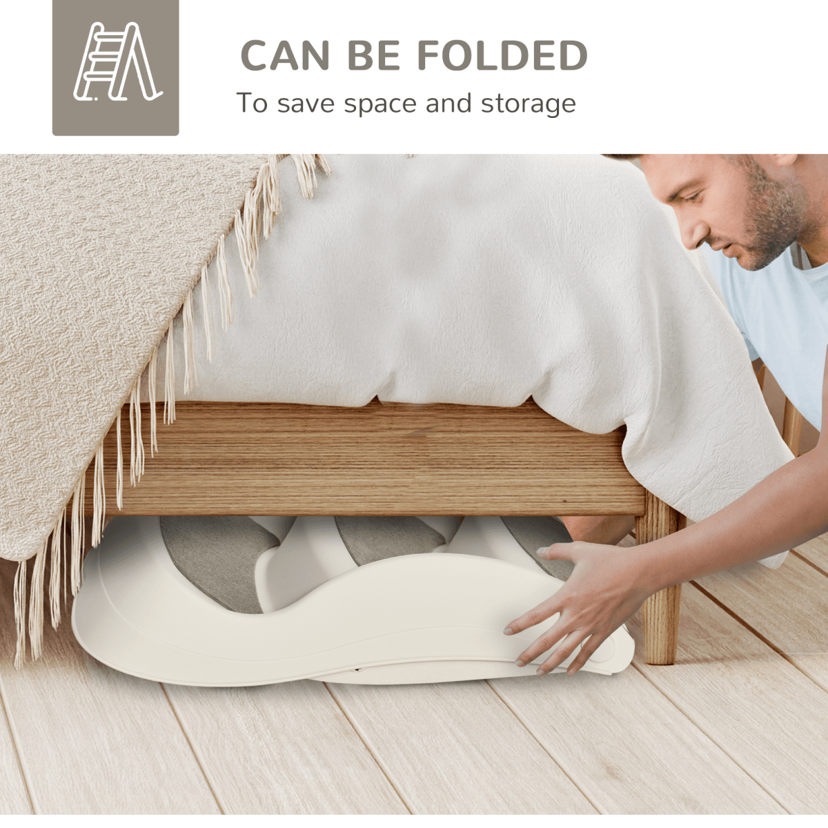 Portable Dog Steps Non-slip Pet Stairs 3-Step Design for High Beds Sofas, Cream