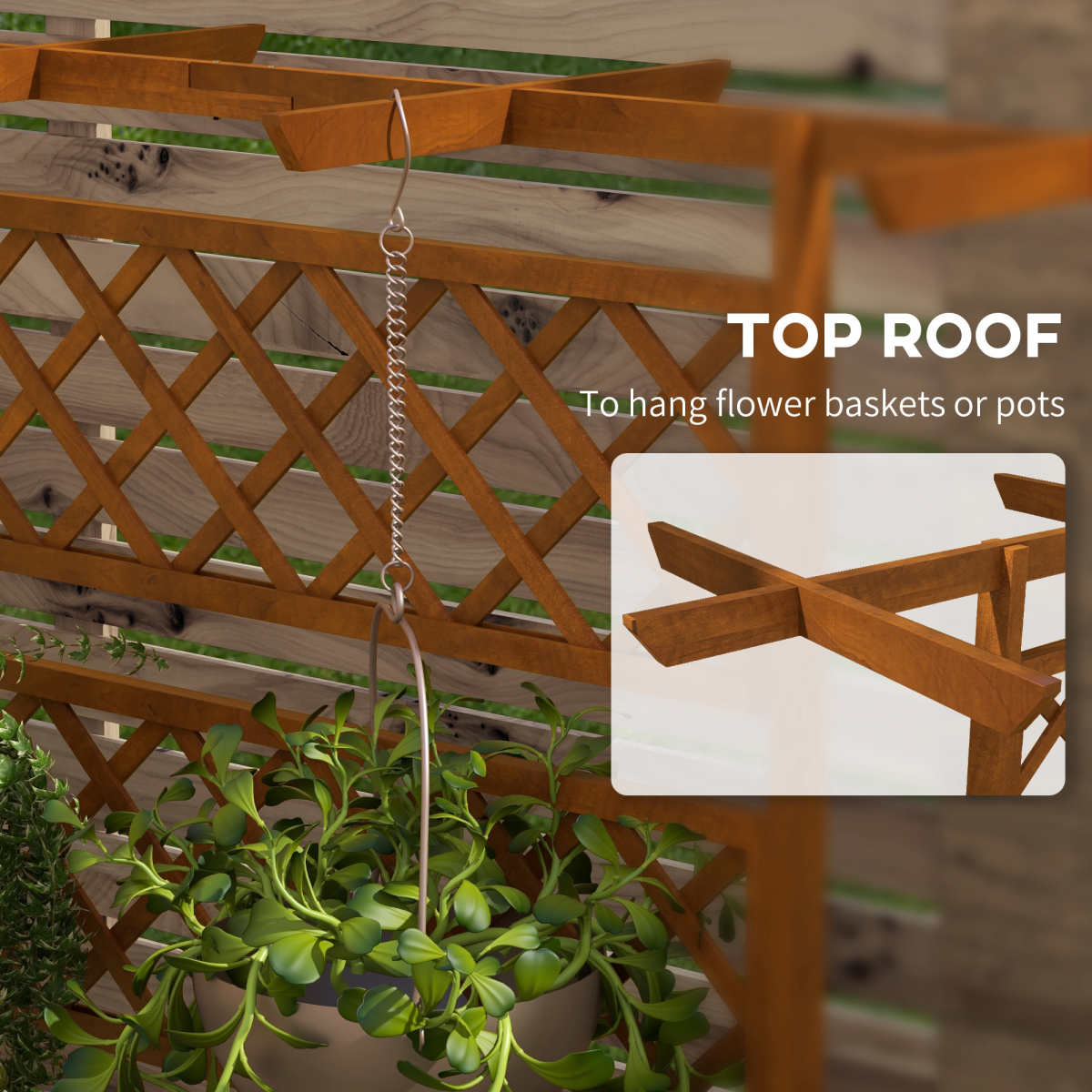 Outsunny Wooden Trellis Planter, Raised Garden Bed for Climbing Plants