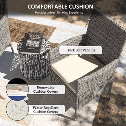 Outsunny 2 Pieces Outdoor Rattan Armchair Garden Dining Chair Set Mixed Grey