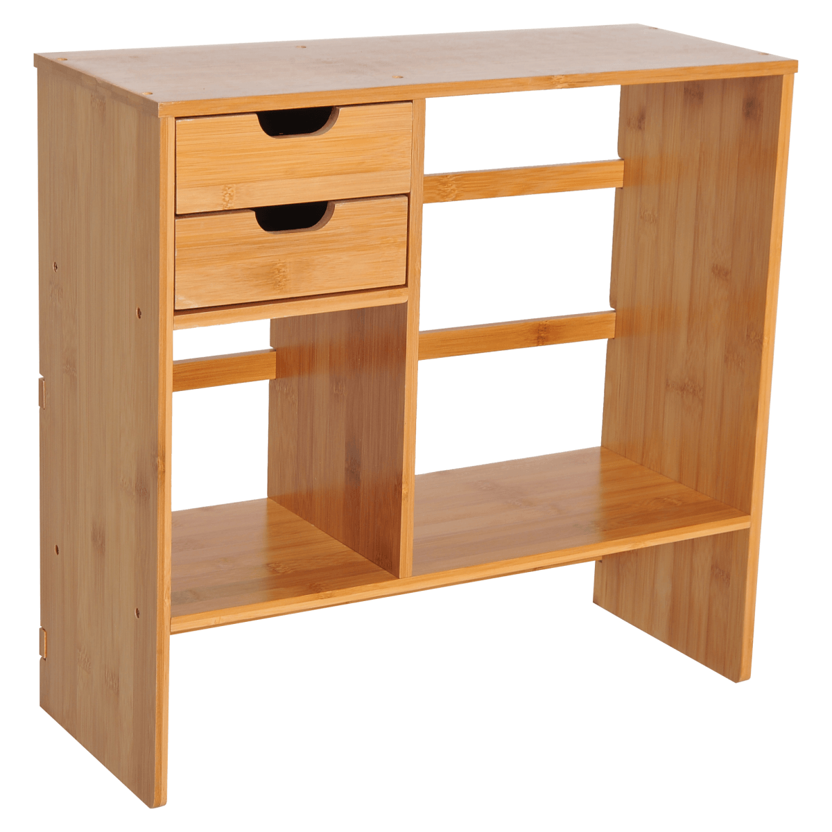 Bamboo Desk Organiser Desktop Bookshelf with 2 Drawers