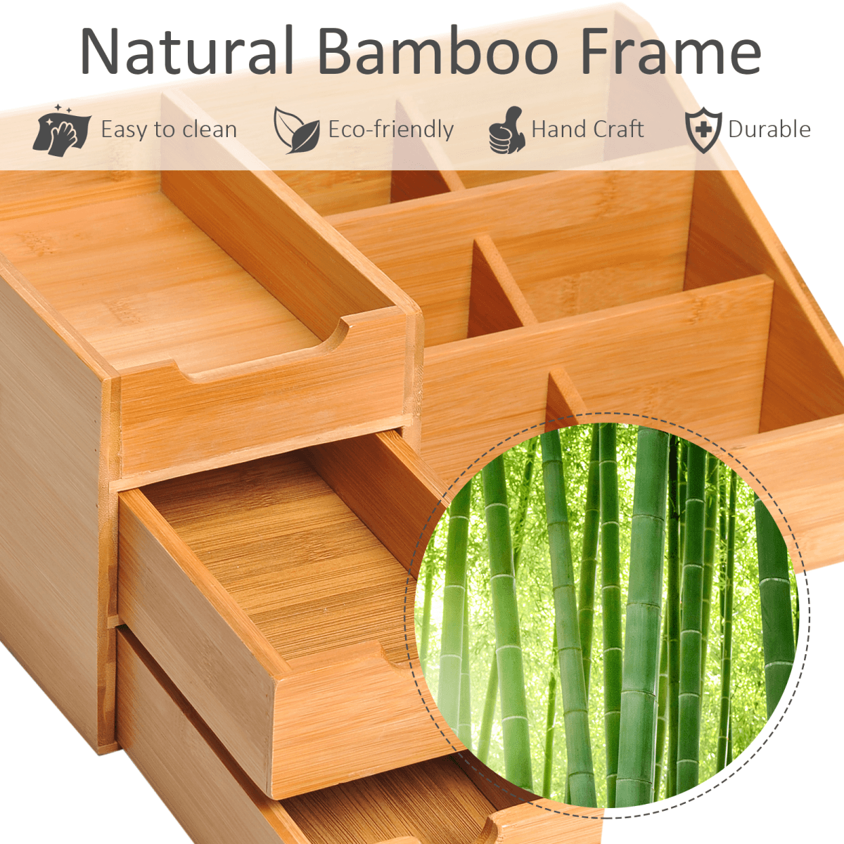 Bamboo Desktop Organiser For Home Office, School or Studio