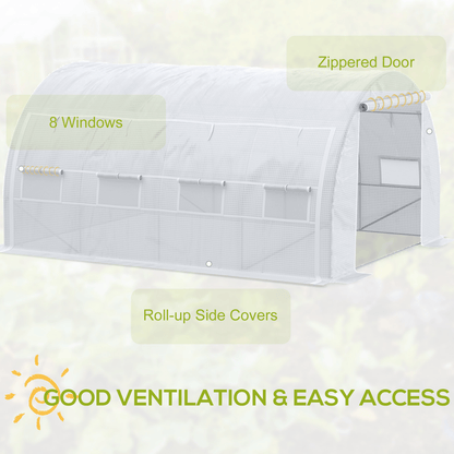 4 x 3 x 2 m Polytunnel Greenhouse With Steel Frame White walk-in design for growing fruits and vegetables