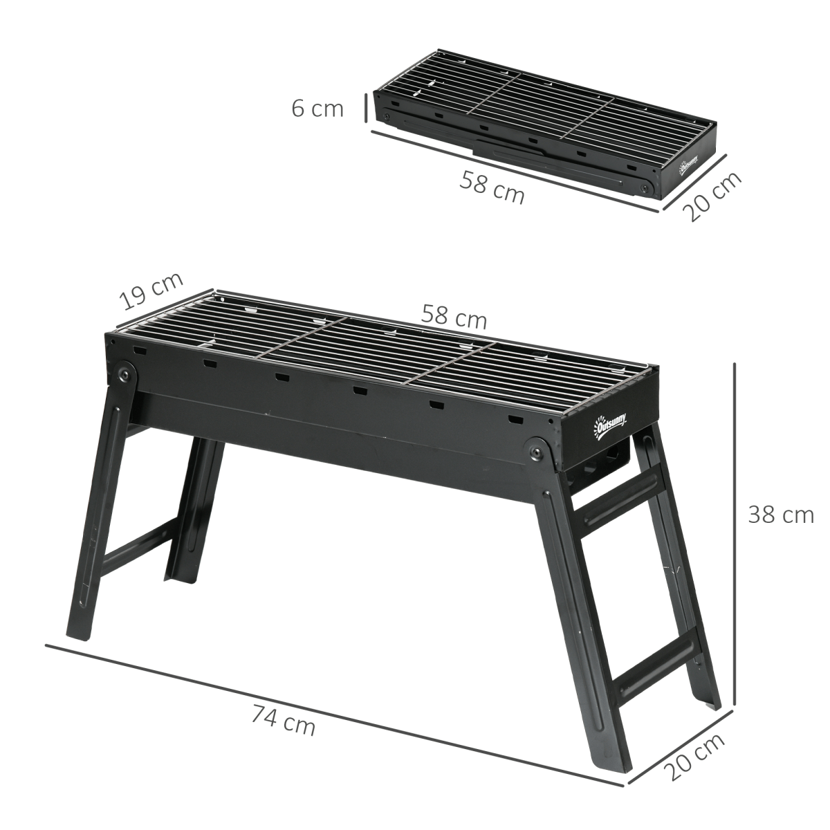 Outsunny Portable Charcoal Grill with Pull-Out Charcoal Basin