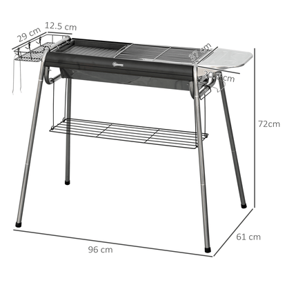 Outsunny Charcoal BBQ Grill with Griddle Plate, Black