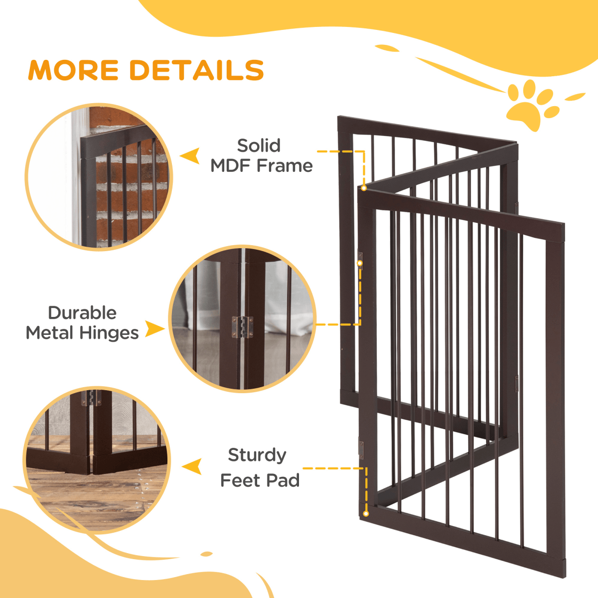 Folding Pet Gate Dog Fence Child Safety Indoor Durable Free Standing Metal